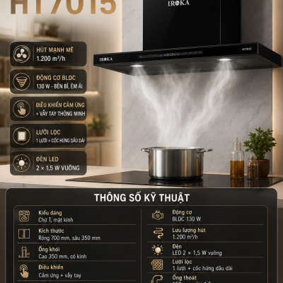 Máy hút mùi điện tử cao cấp IROKA HT-7015 